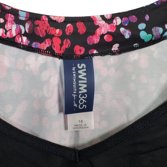 Swim365 NWT Women Plus Sz 18 Swim Tee Built In Bra Side Ruched Split Neck UPF50 - Picture 4 of 14